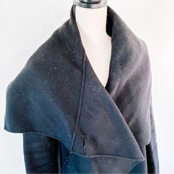 Mackage Vane Black Luxe Wool Draped Waterfall Collar Wrap Jacket Marila Sz XS - Picture 3 of 7